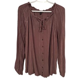 Torrid Mauve Button-Down Blouse with Tie